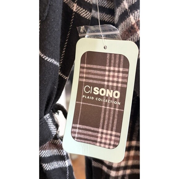 NWT Ci Sono Plaid Collection Button Down Belted Dress Tunic Size Medium - Picture 9 of 10